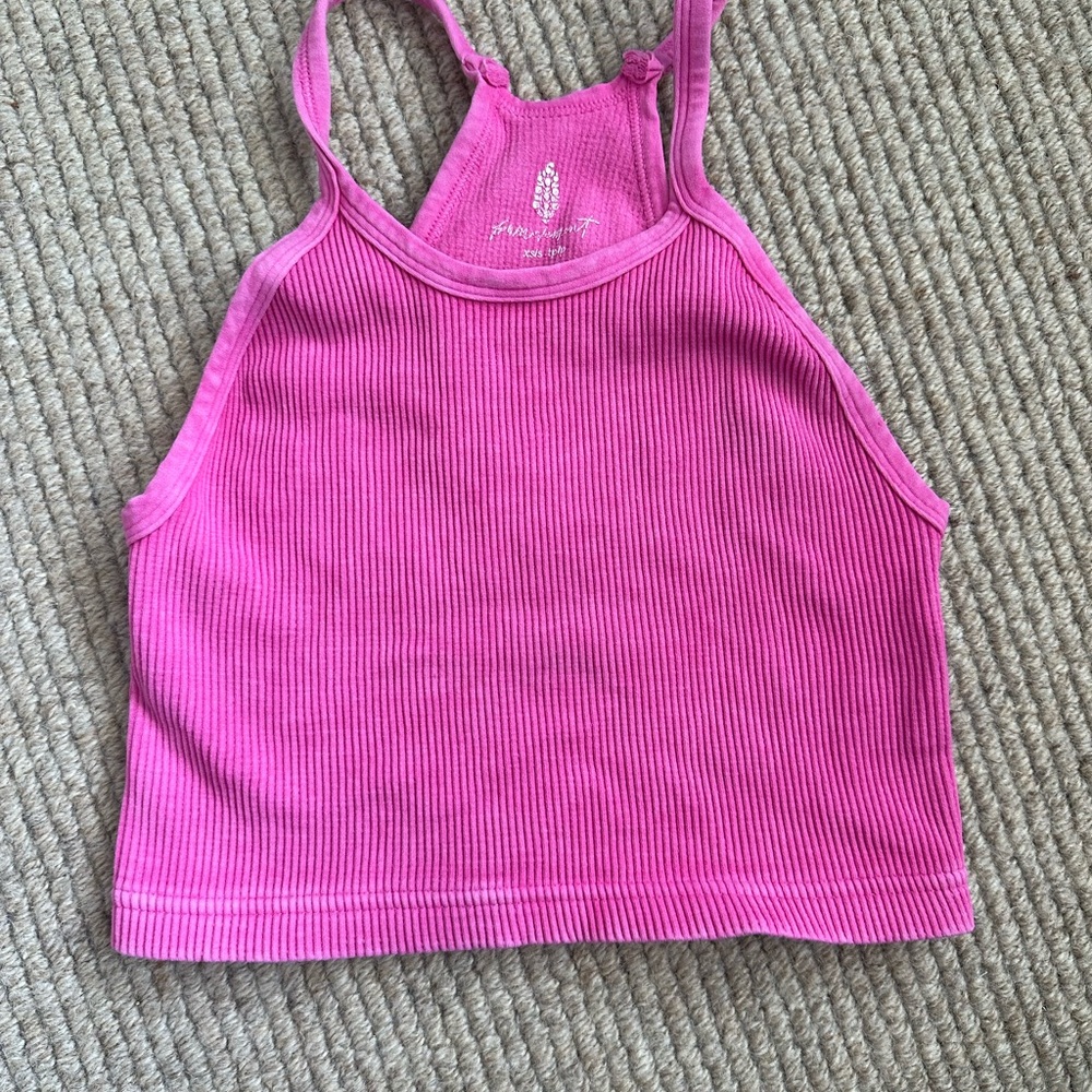 FP movement Pink Ribbed Tank Top